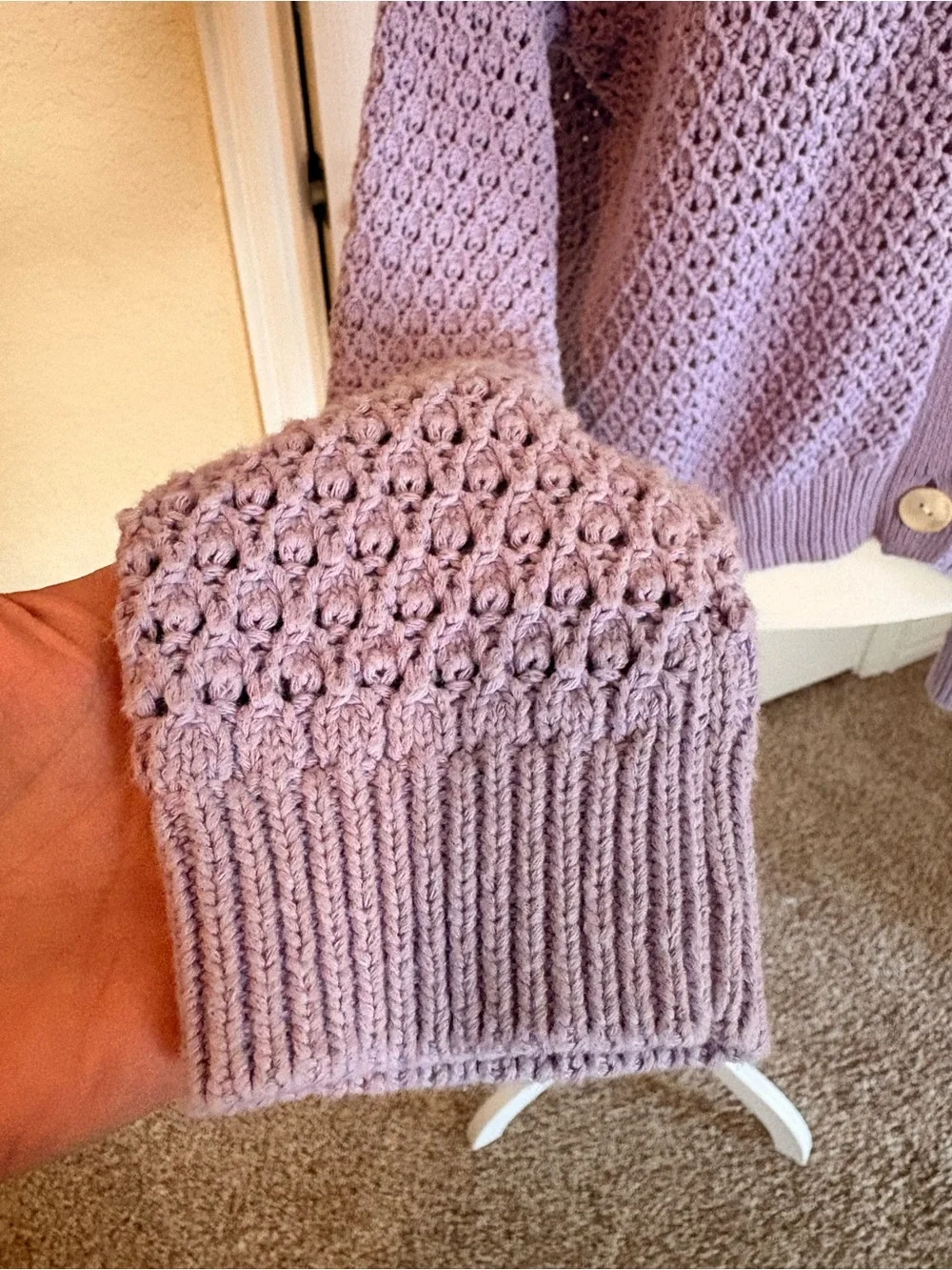 Madewell Lavender Open-Knit Button Cardigan - Picture 4 of 5